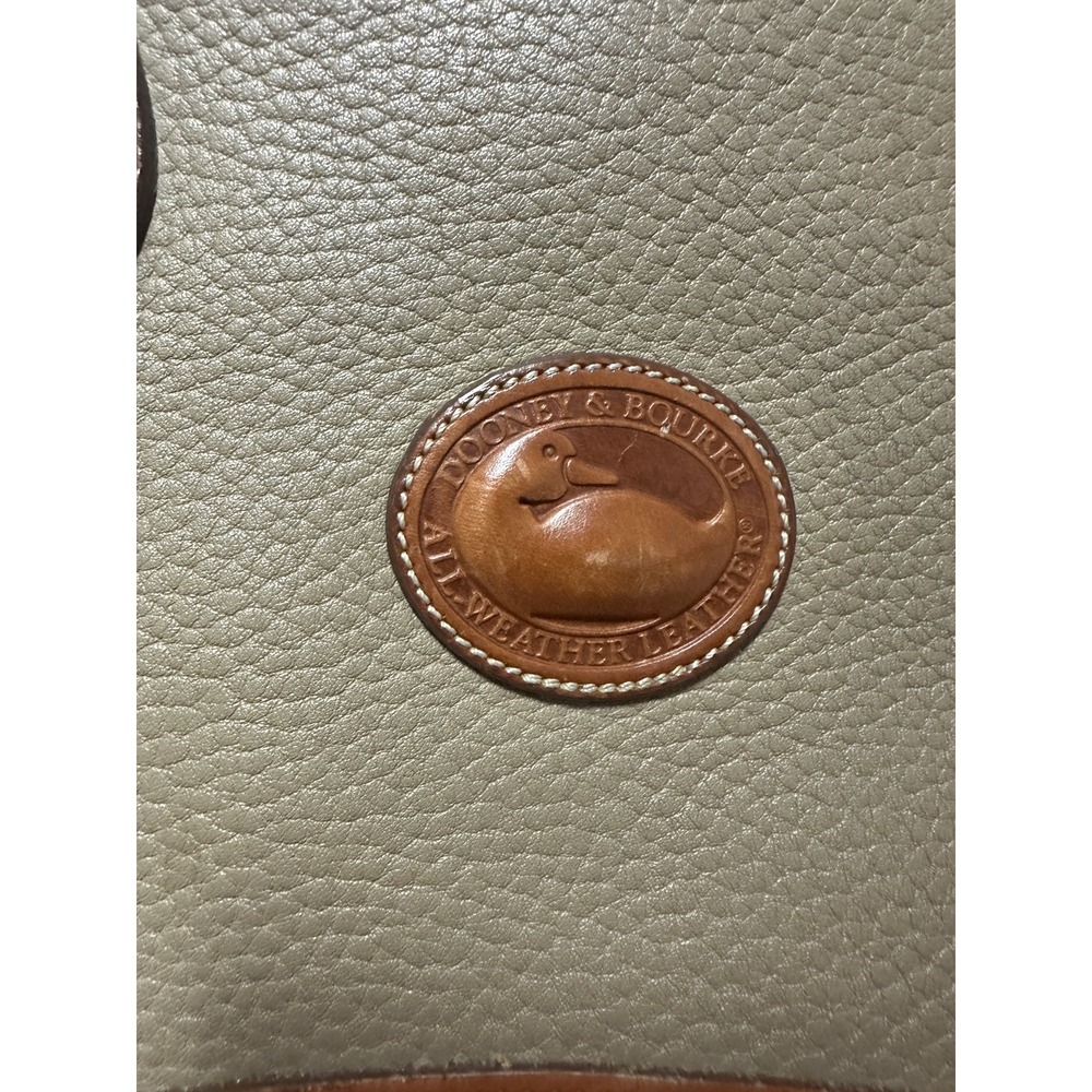 Vintage Dooney and Bourke Authenic Green and Tan Trim Satchel Crossbody - Picture 5 of 12